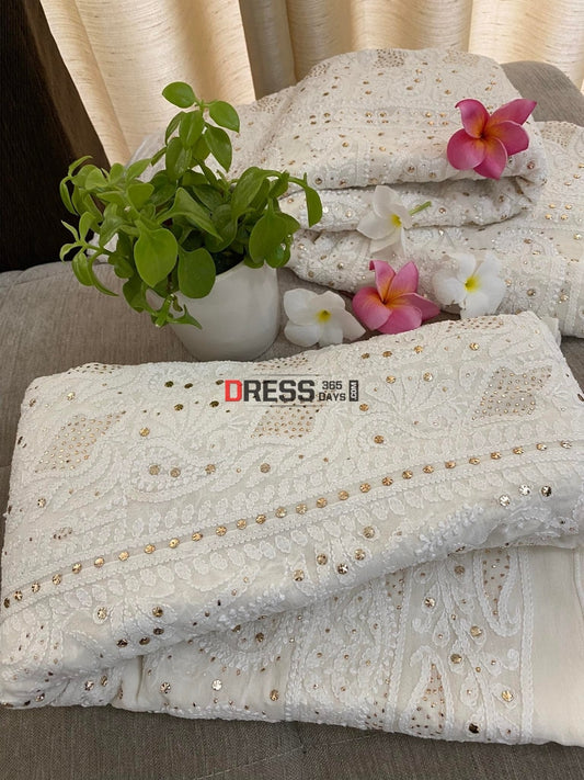 Kamdani And Lucknowi Chikankari Lehenga Set