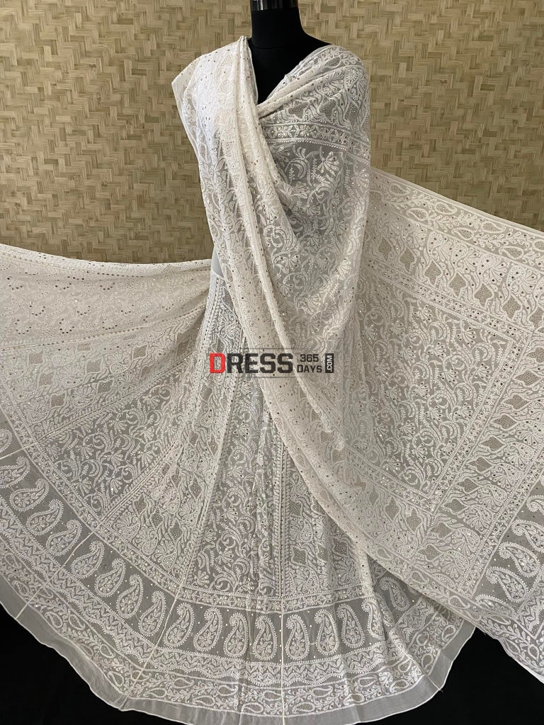 Kamdani And Lucknowi Chikankari Lehenga Set