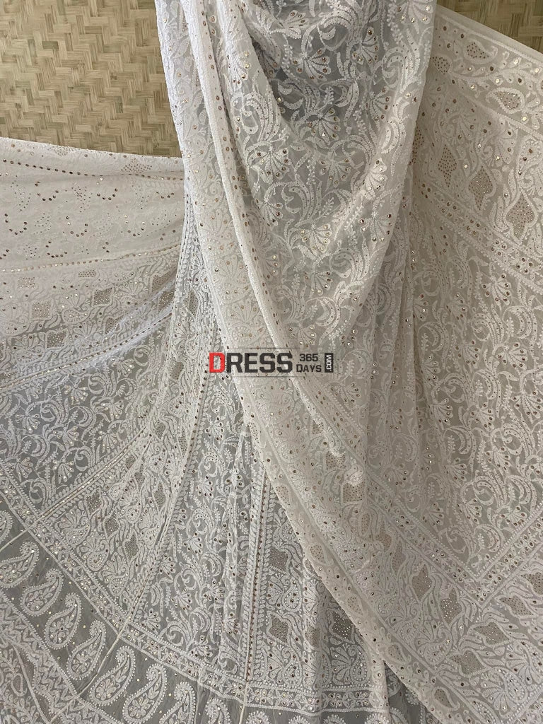 Kamdani And Lucknowi Chikankari Lehenga Set