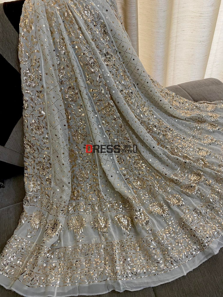 Kamdani Work Anarkali Suit Chikankari