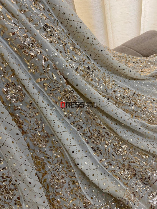 Kamdani Work Anarkali Suit Chikankari