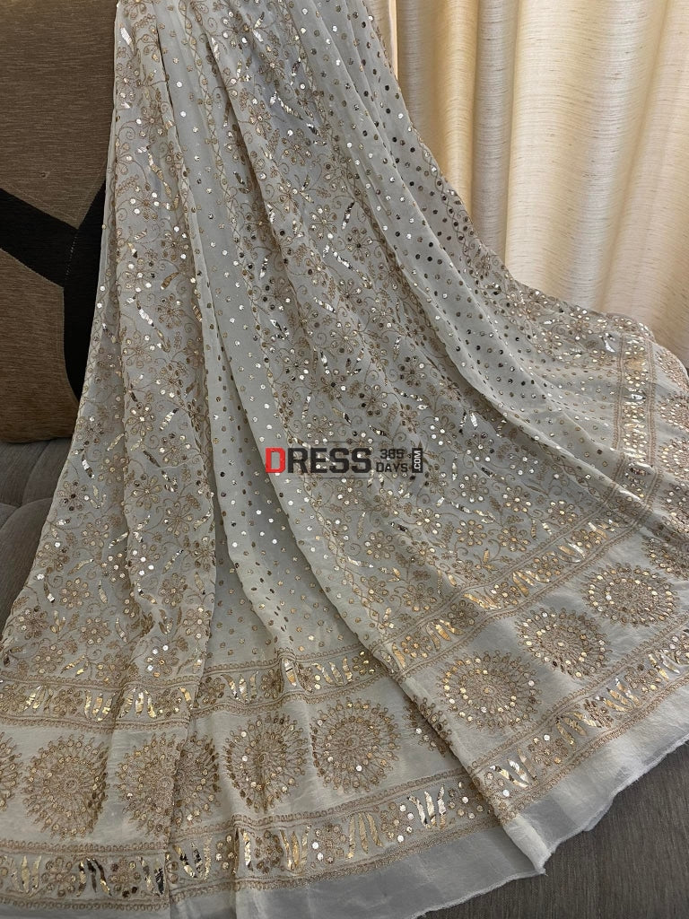 Kamdani & Zari Pure Georgette Lehenga Set Chikankari