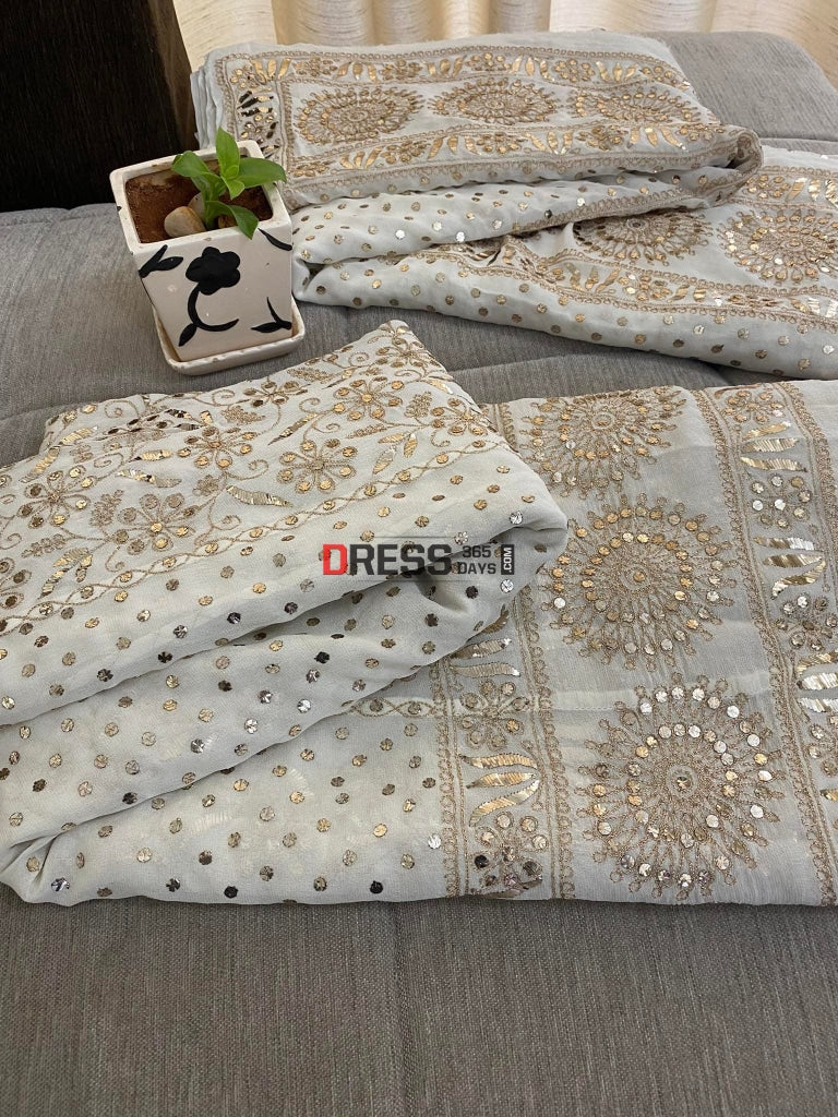 Kamdani & Zari Pure Georgette Lehenga Set Chikankari