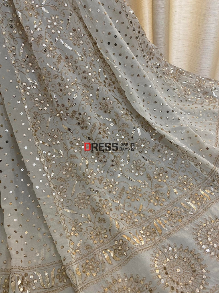 Kamdani & Zari Pure Georgette Lehenga Set Chikankari