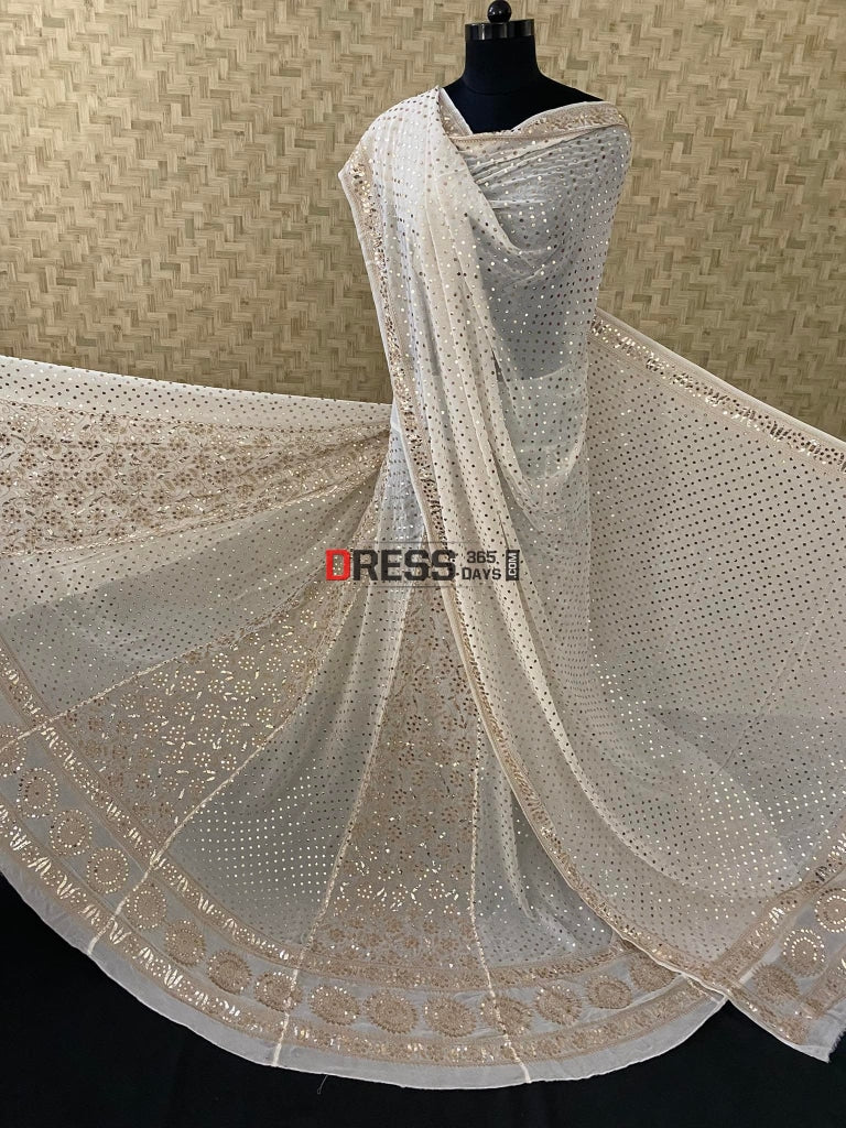 Kamdani & Zari Pure Georgette Lehenga Set Chikankari