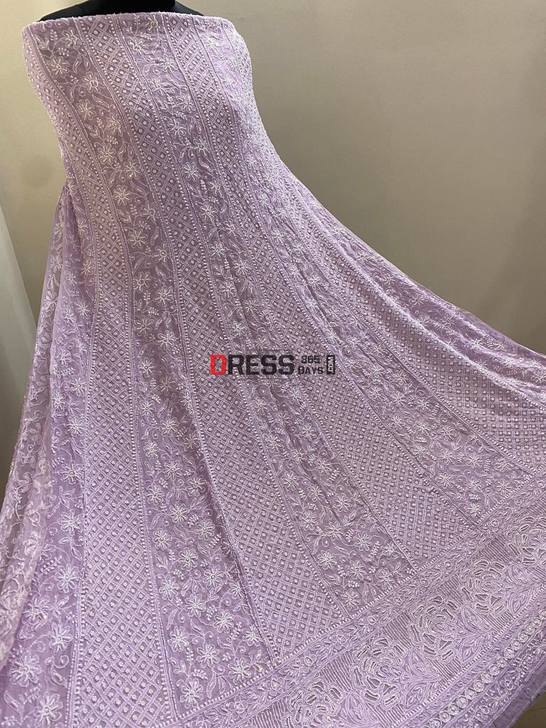 Lavender Lucknowi Chikankari Pearl Anarkali Suit