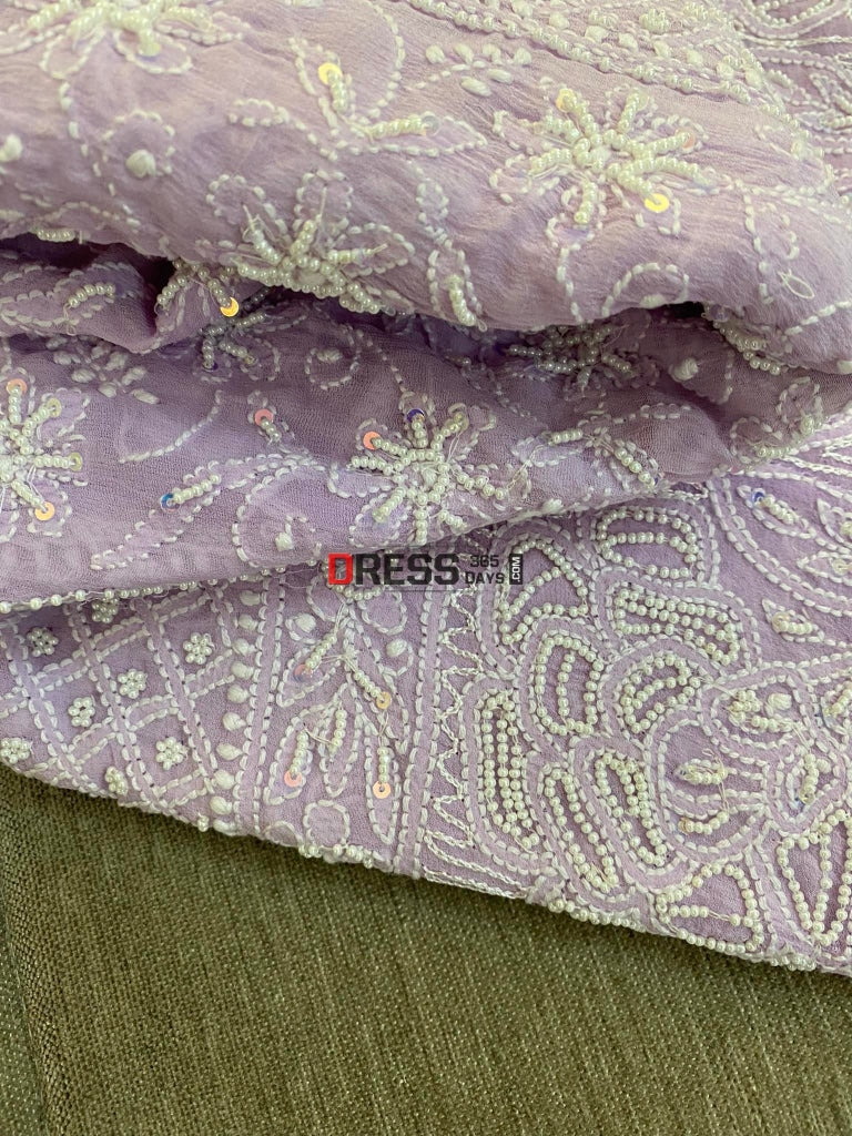 Lavender Lucknowi Chikankari Pearl Anarkali Suit