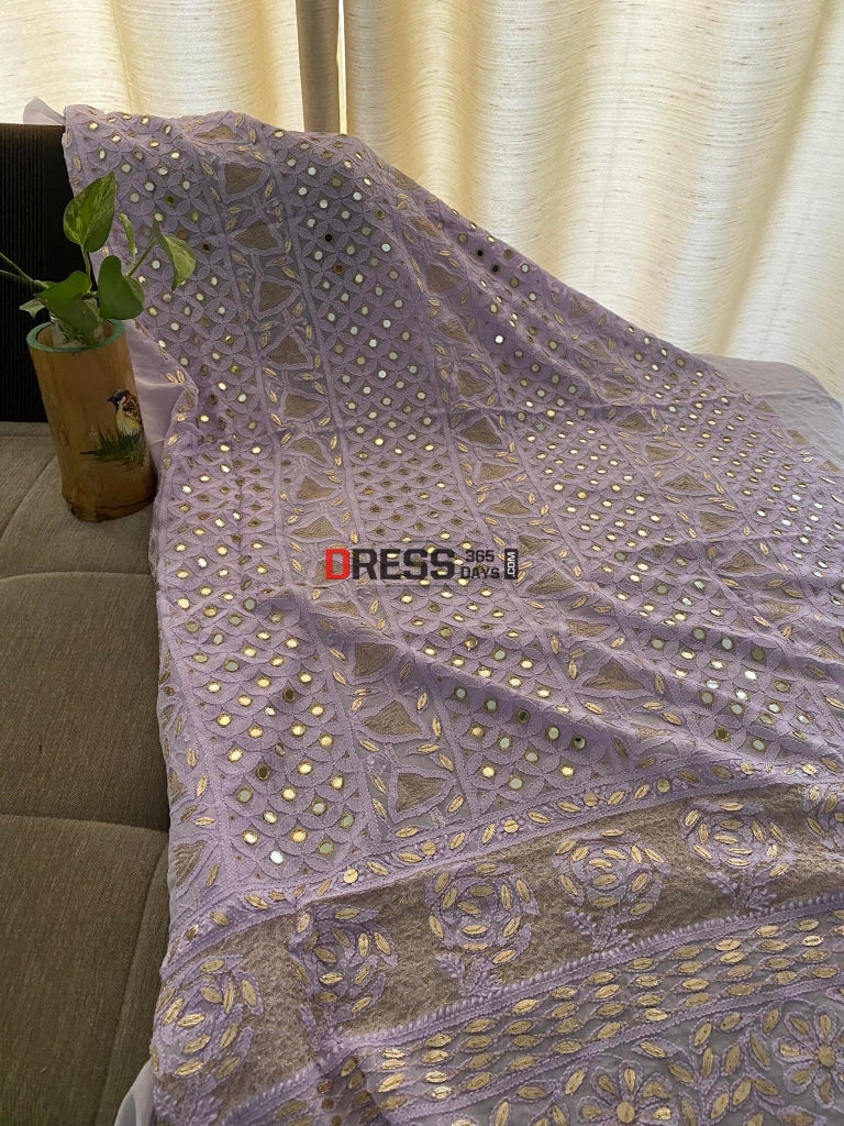 Lavender Mirror & Gota Patti Lucknowi Chikankari Suit Suits