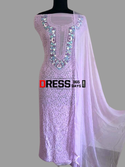 Lavender Parsi Gara Chikankari Suit - Dress365days