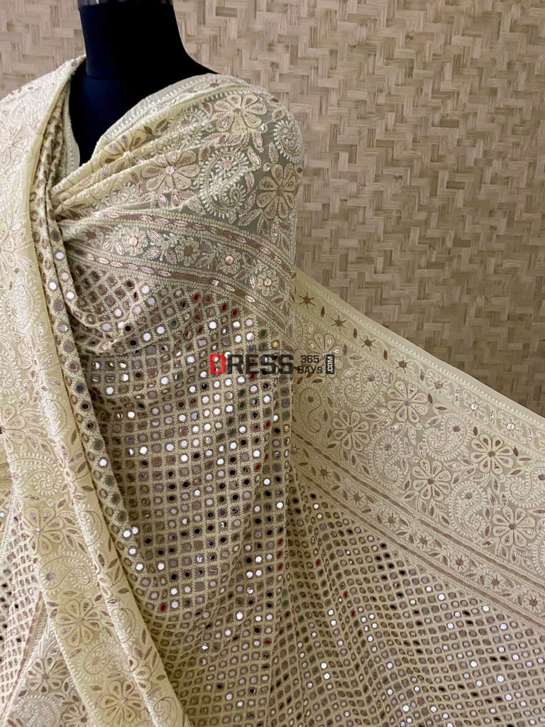 Lemon Yellow Mirror & Gota Patti Chikankari Lehenga Set