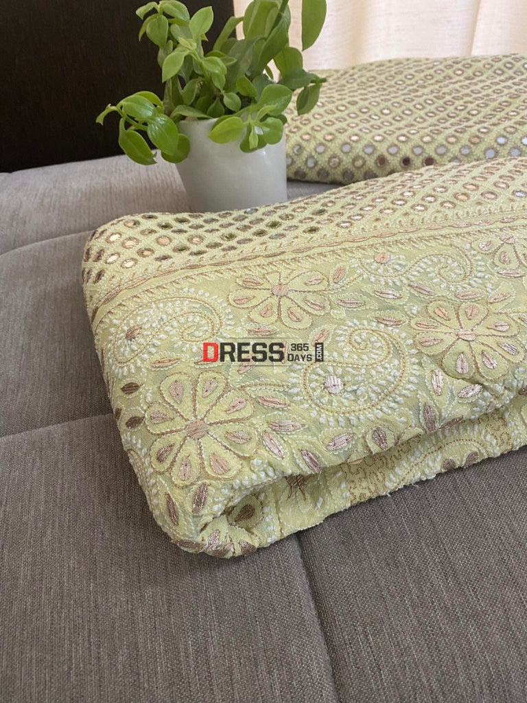 Lemon Yellow Mirror & Gota Patti Chikankari Lehenga Set