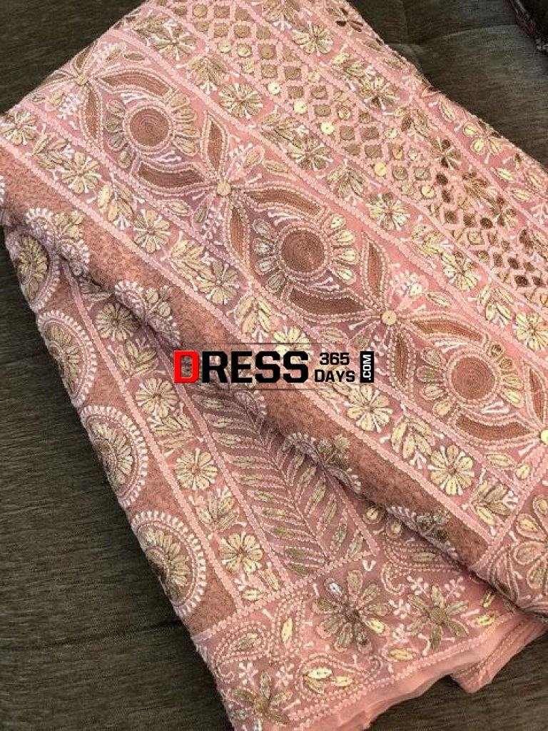 Light Peach Gota Patti Chikankari Saree