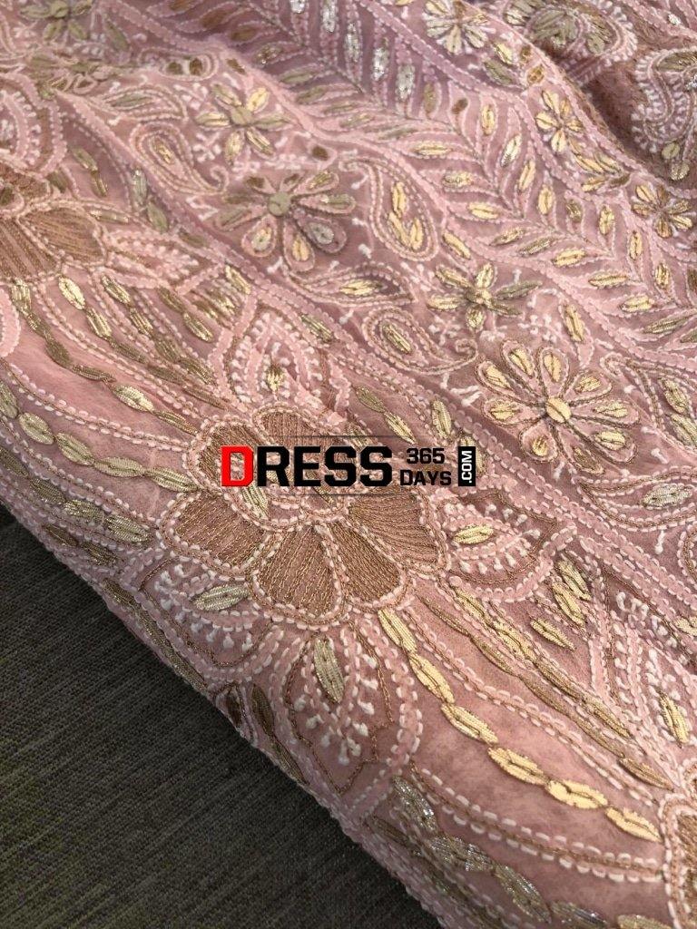 Light Peach Gota Patti Chikankari Saree