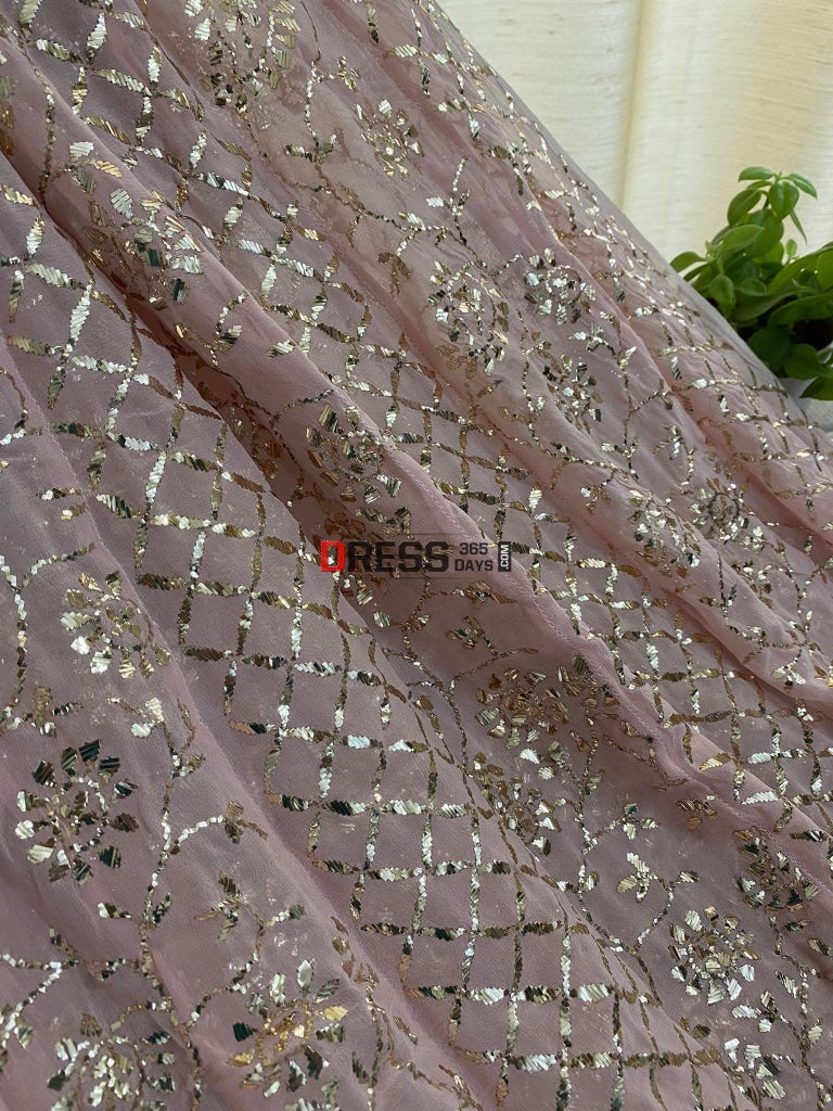 Light Peach Kamdani Anarkali Suit Chikankari