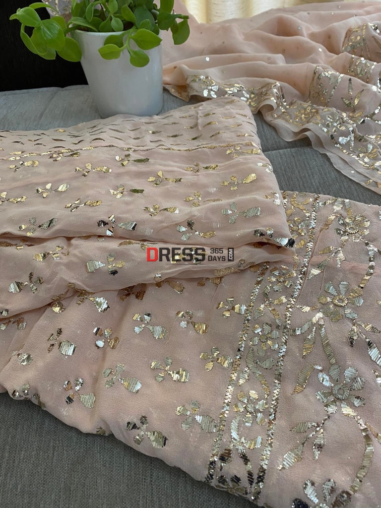 Light Peach Masterpiece Kamdani Lehenga Set