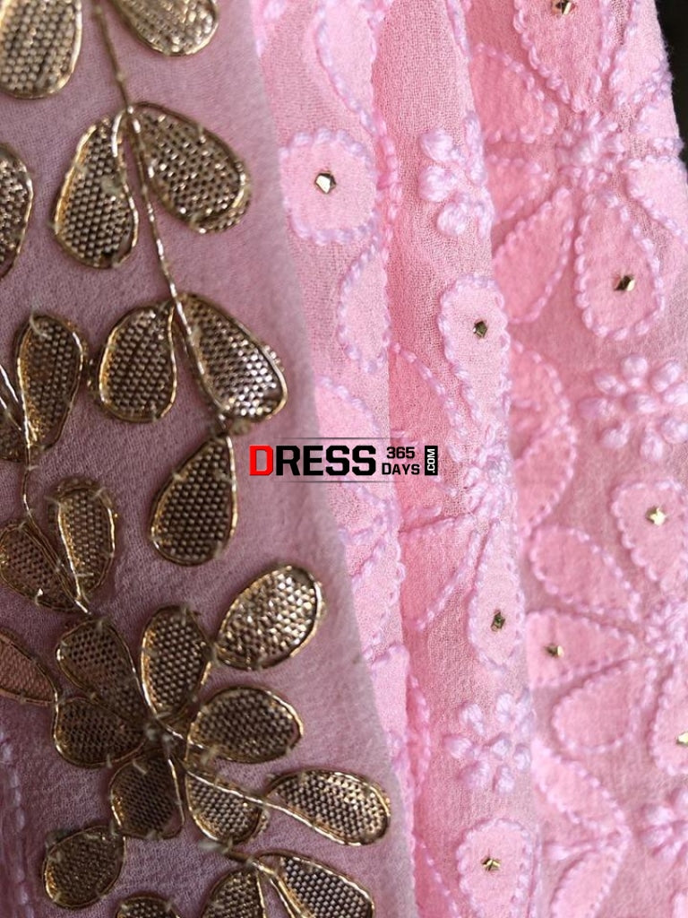 Light Pink Chikankari Suit With Gotta Patti Neckline Suits