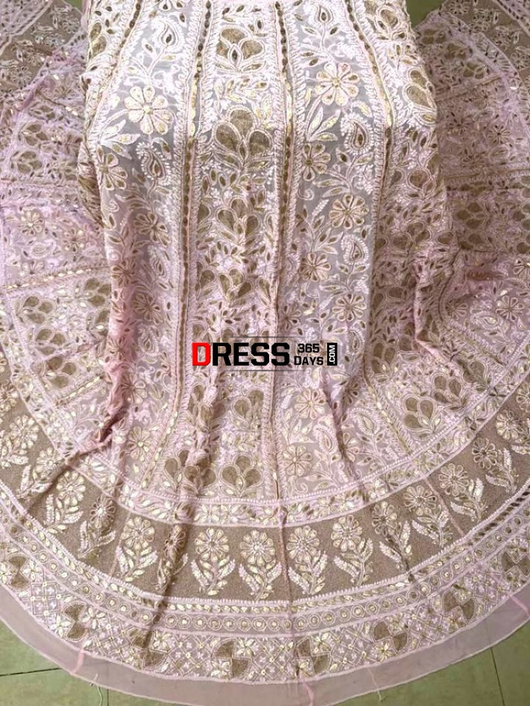 Light Pink Gota Patti Chikankari Lehenga Skirt