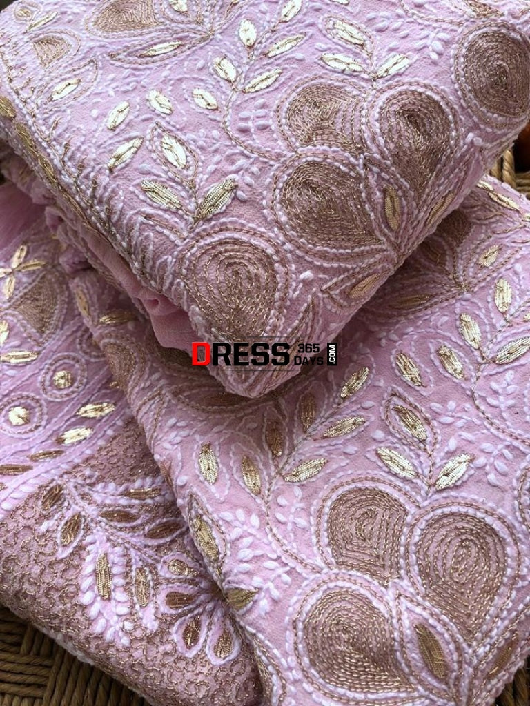 Light Pink Gota Patti Chikankari Lehenga Skirt