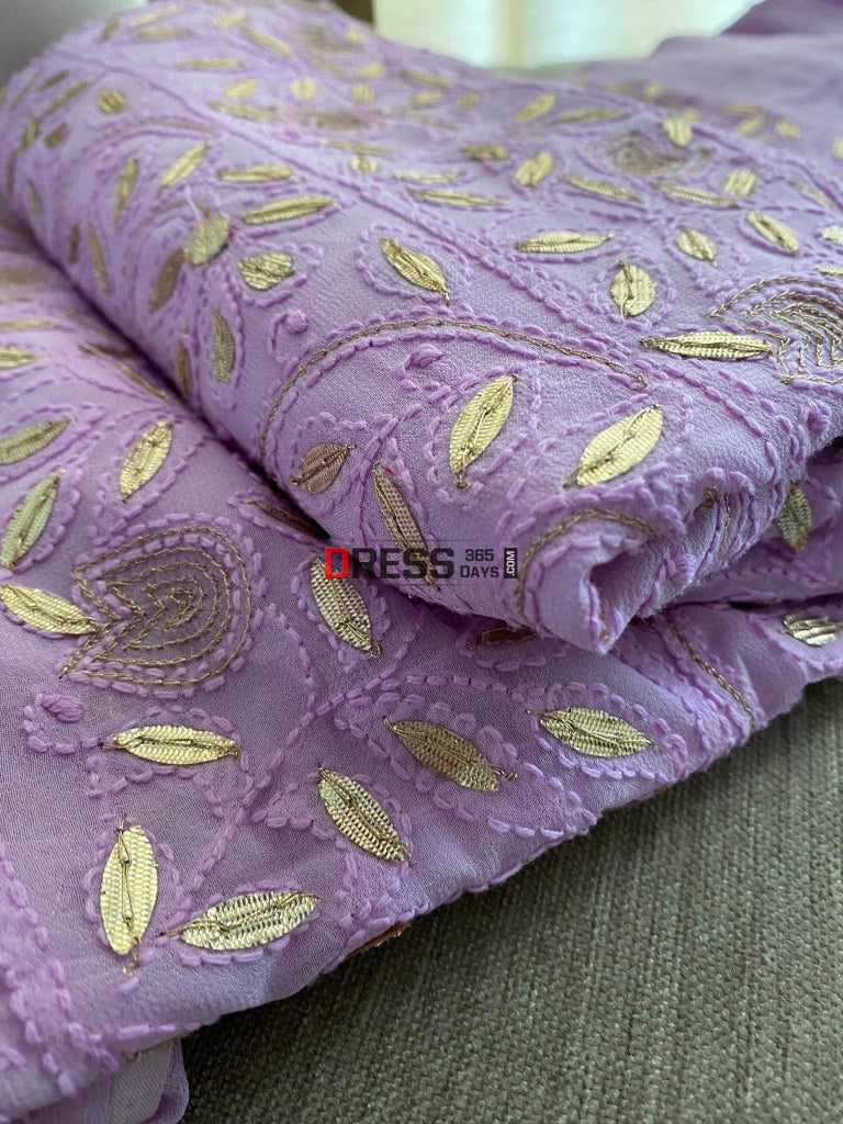 Lilac Chikankari Gota Patti Kurta Dupatta Set Suits