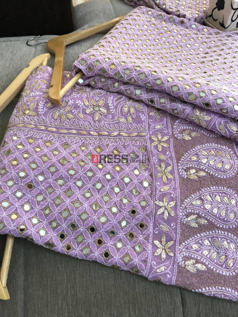 Lilac Mirror Gota Patti Chikankari Lehenga Set