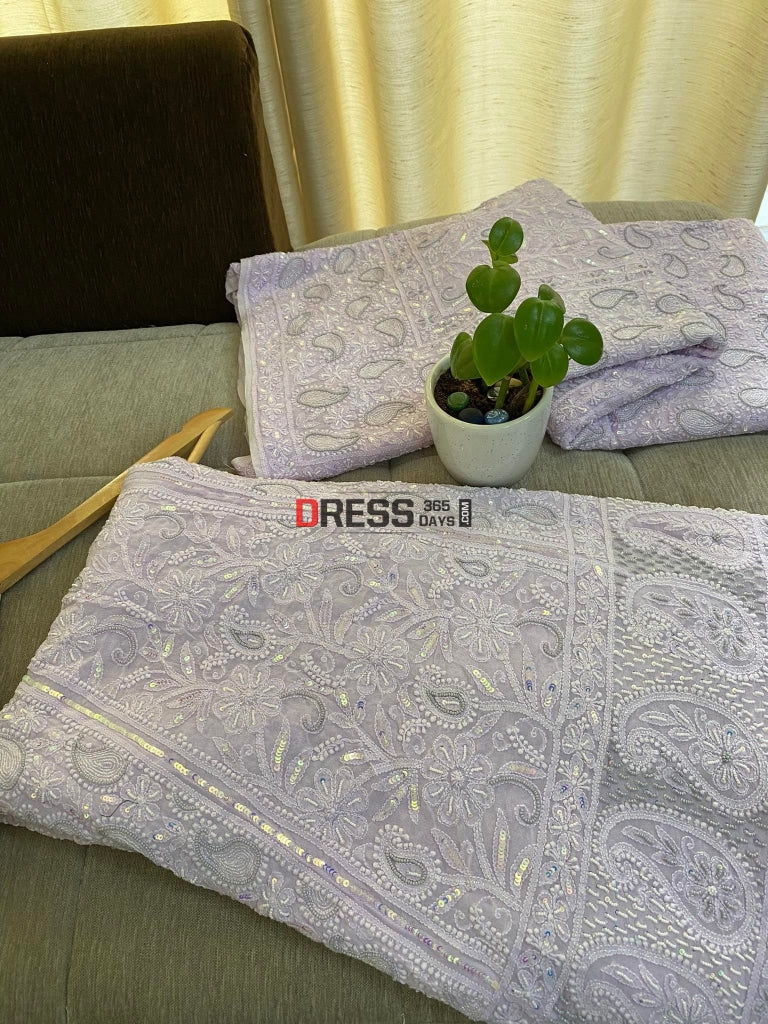 Lilac Pearl Chikankari Lehenga Set