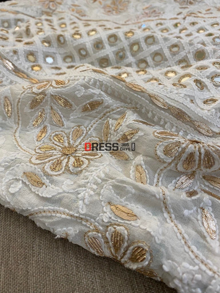 Lucknowi Chikankari Mirror & Gota Patti Lehenga Skirt (Only Skirt)