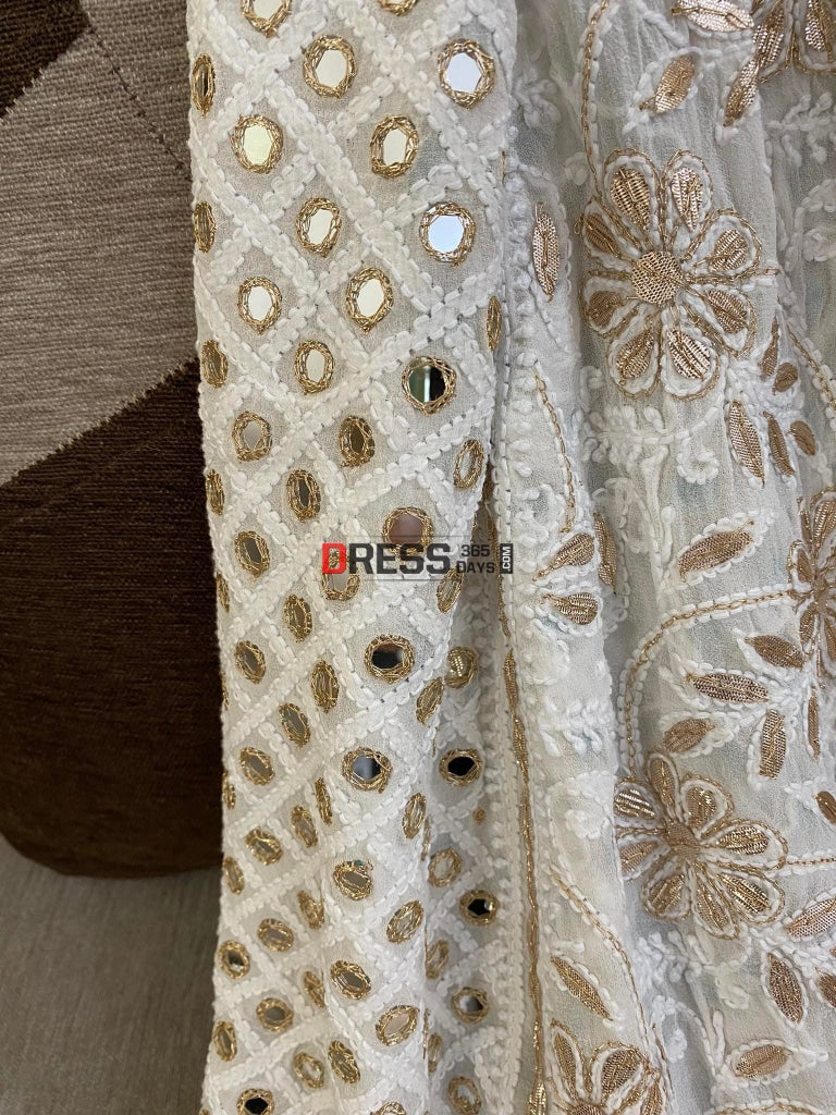 Lucknowi Chikankari Mirror & Gota Patti Lehenga Skirt (Only Skirt)
