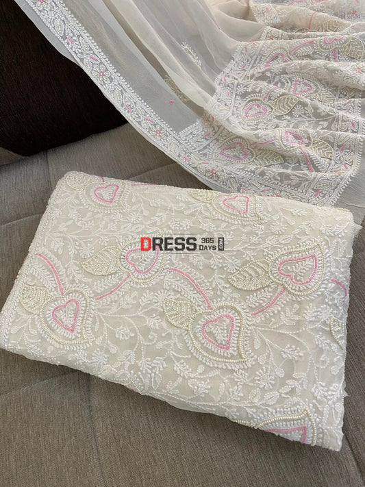 Lucknowi Chikankari Pearl Work Kurta Dupatta Set Suits