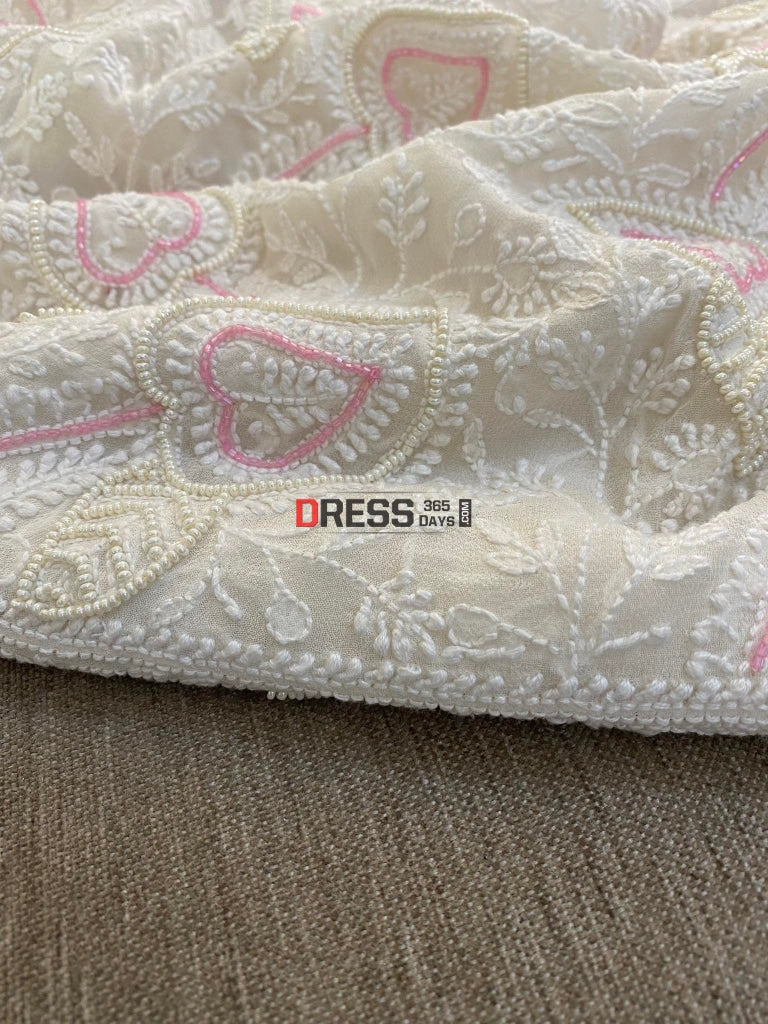 Lucknowi Chikankari Pearl Work Kurta Dupatta Set Suits
