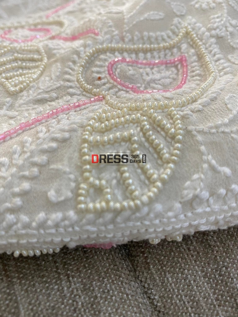 Lucknowi Chikankari Pearl Work Kurta Dupatta Set Suits
