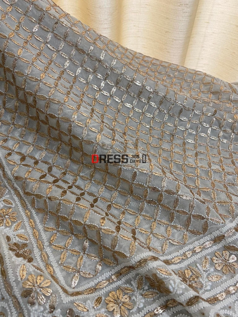 Lucknowi Mirror & Gota Patti Chikankari Dupatta