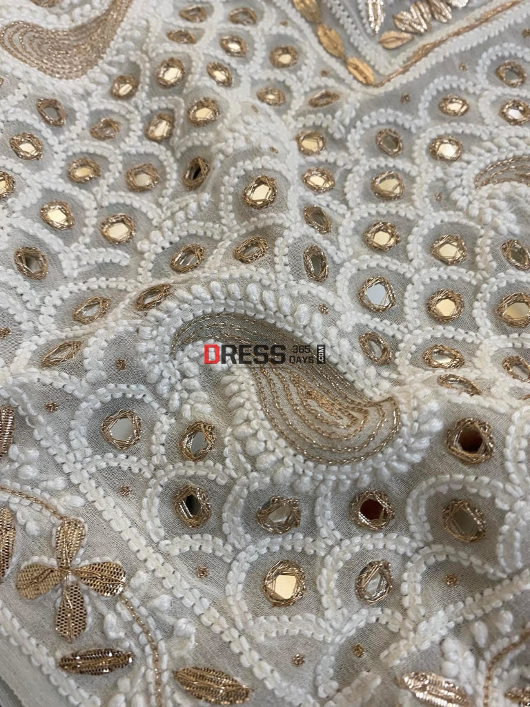 Lucknowi Mirror & Gota Patti Chikankari Dupatta