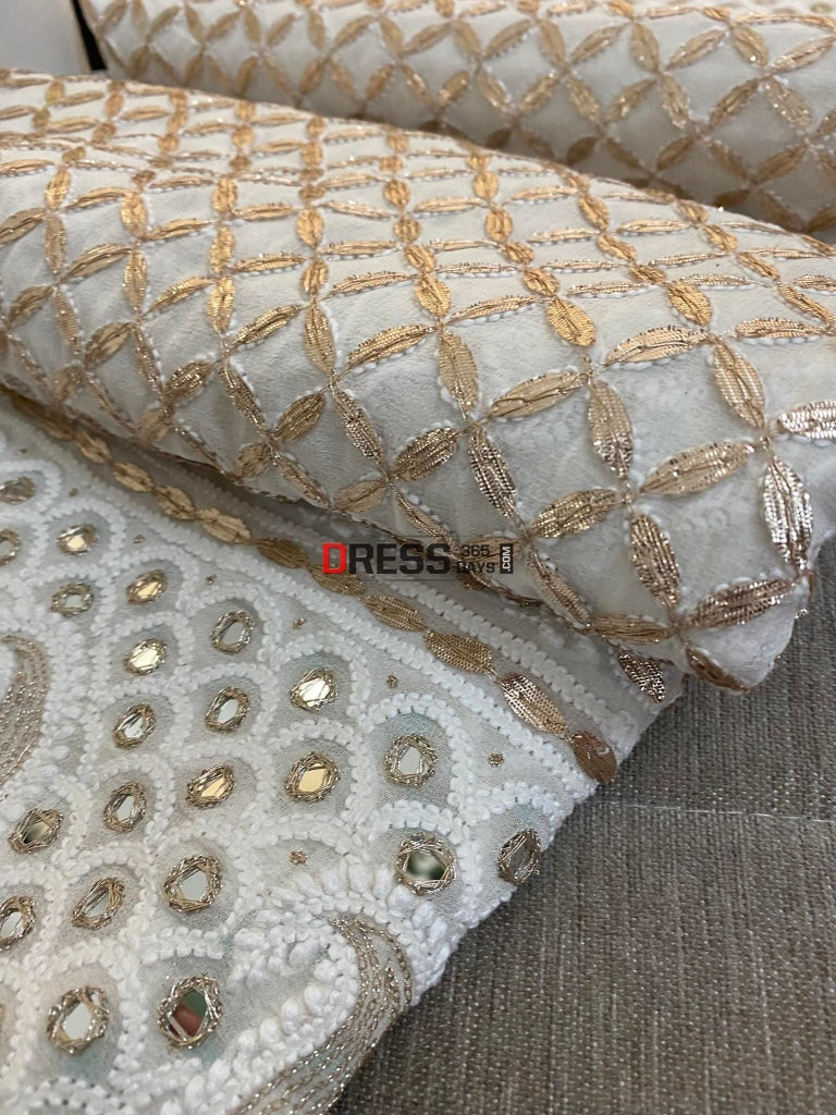 Lucknowi Mirror & Gota Patti Chikankari Dupatta