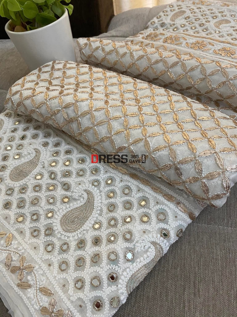 Lucknowi Mirror & Gota Patti Chikankari Dupatta