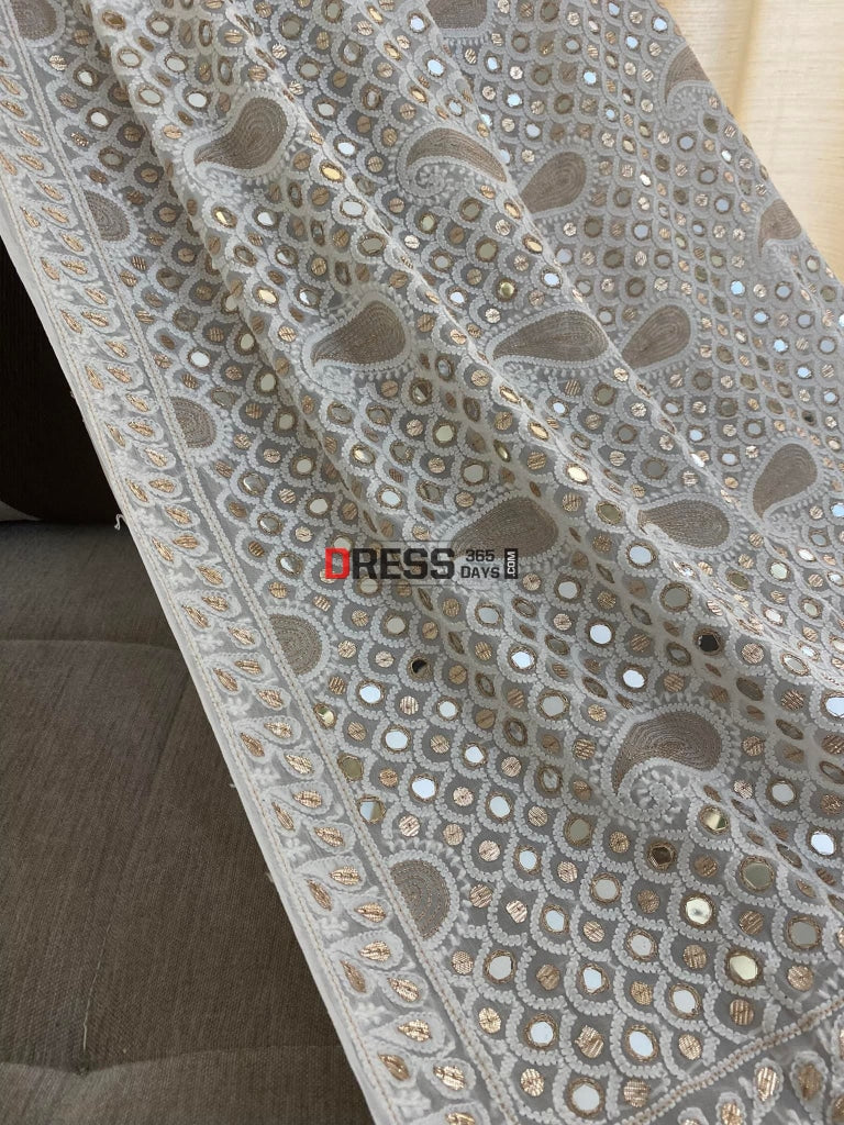 Lucknowi Mirror Gota Patti & Zari Work Dupatta Chikankari