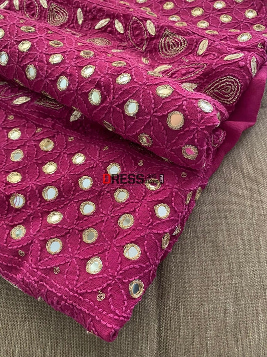 Magenta Mirror & Gota Patti Lucknowi Chikankari Suit Suits