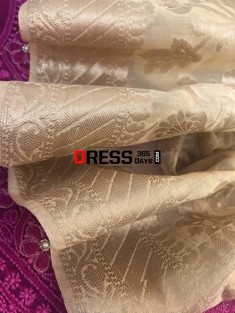 Magenta Organza Beads Chikankari Suit With Heavy Banarasi Dupatta Suits