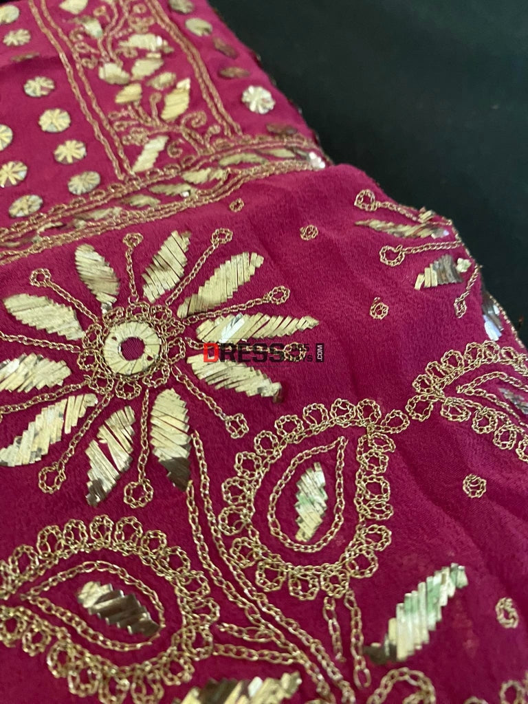 Magenta Pure Georgette Kamdani Suit Chikankari Suits