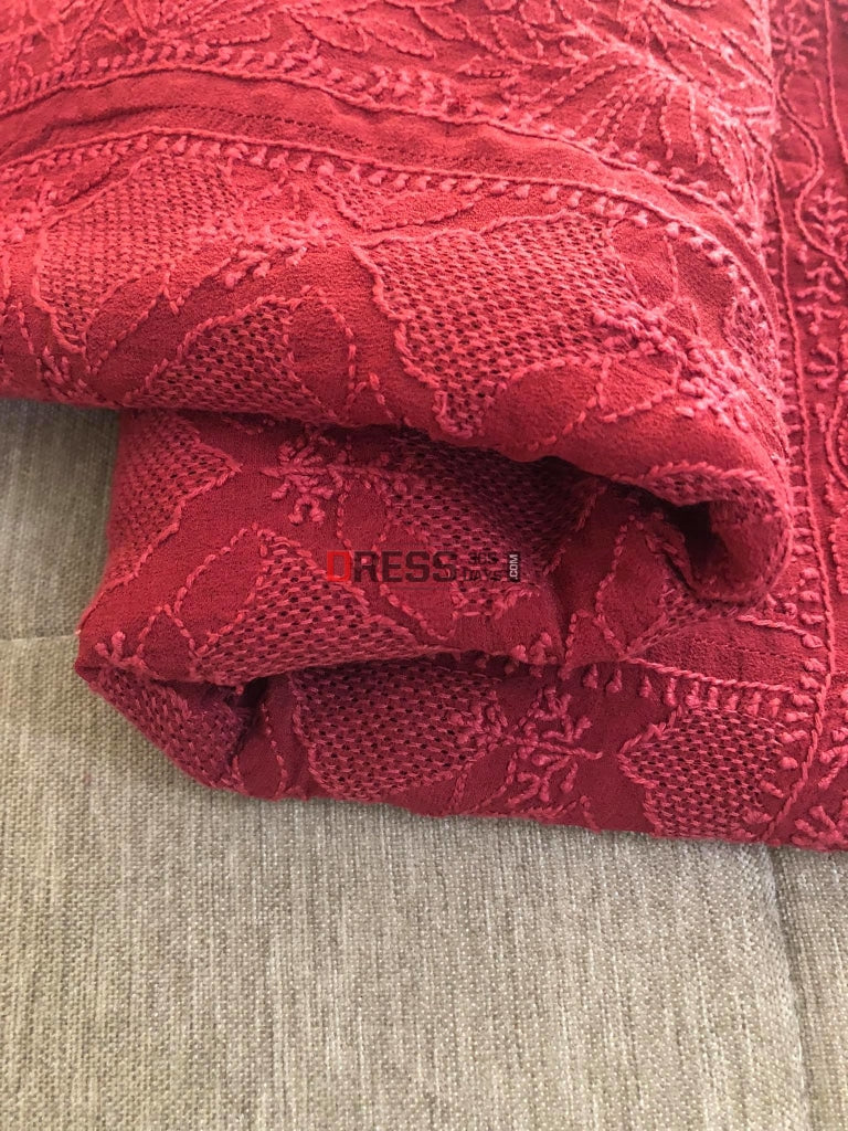 Maroon Chikankari Hand Jaali Lehenga Set