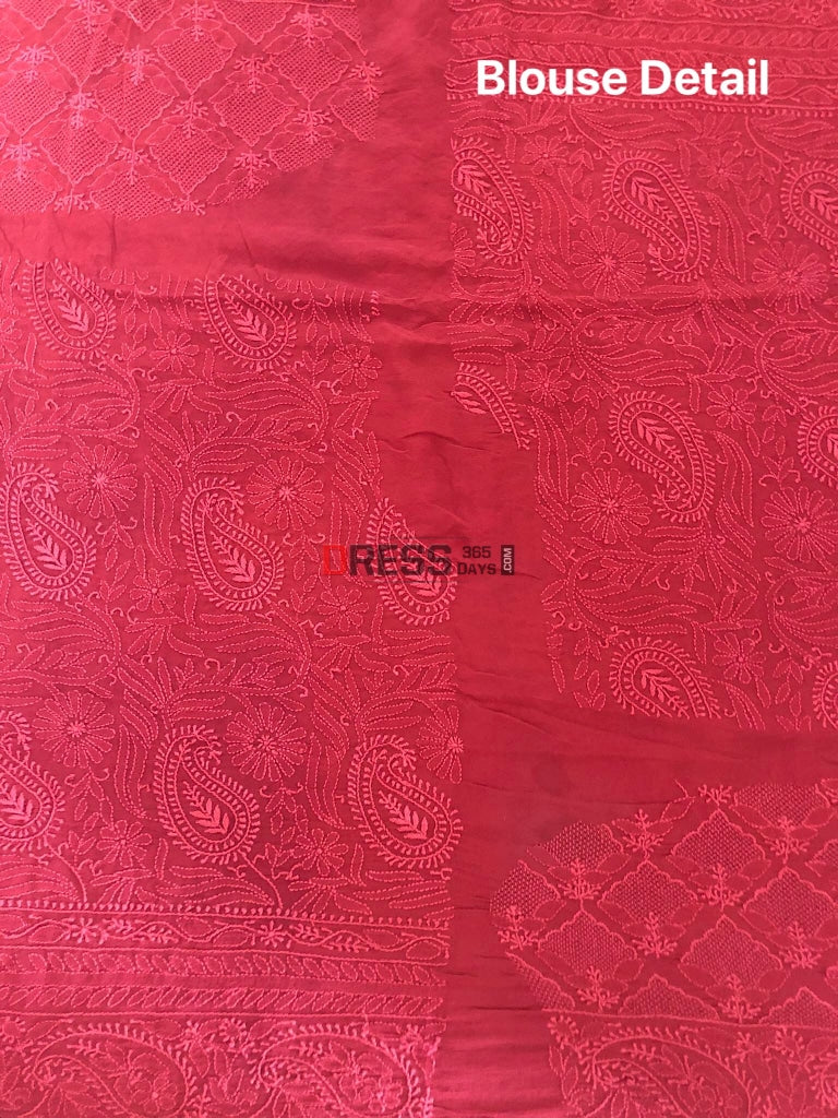 Maroon Chikankari Hand Jaali Lehenga Set