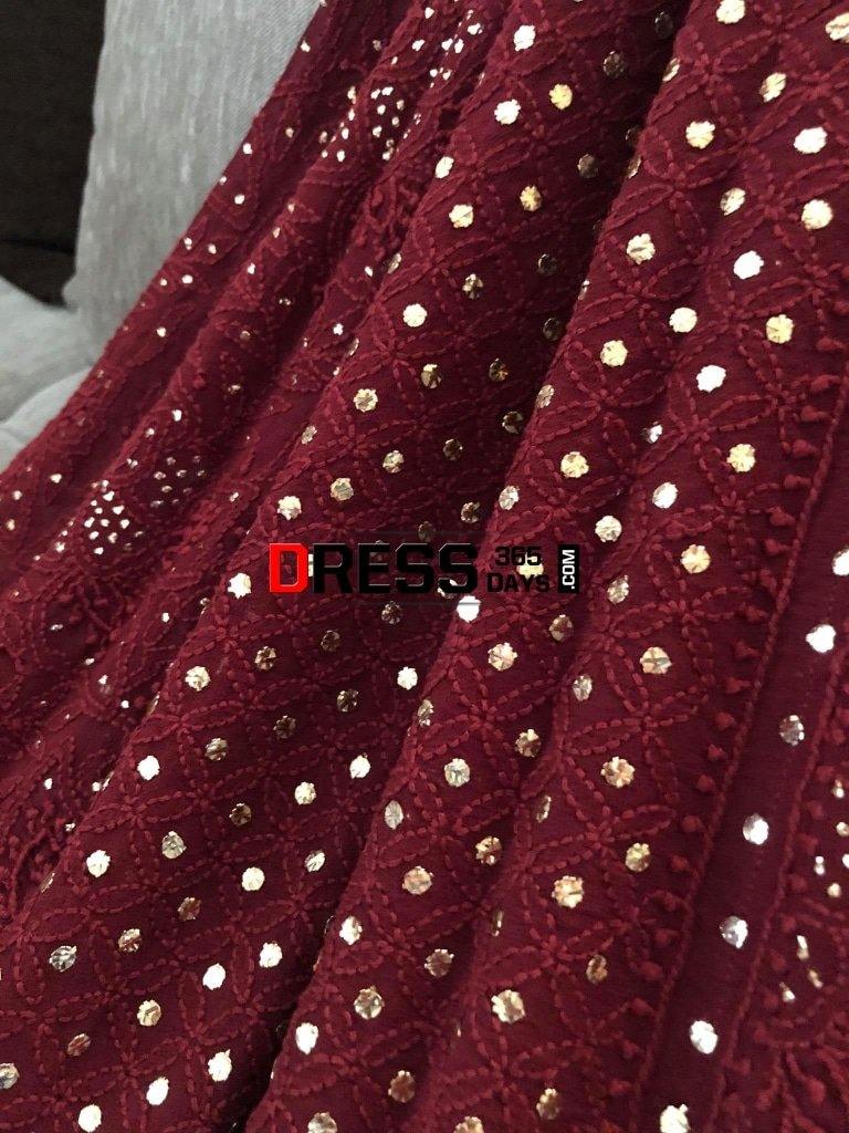 White Ring Mukaish Chikankari Lehenga Set - Thechikanlabel