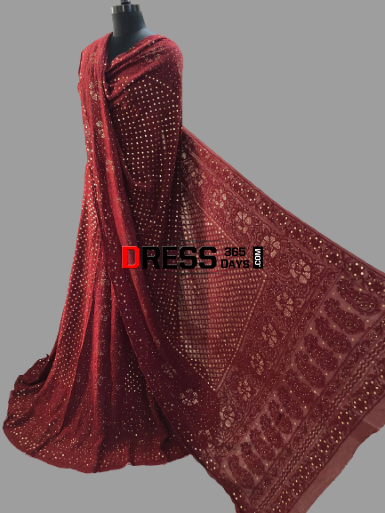 Maroon Kamdani Lucknowi Chikankari Lehenga Set
