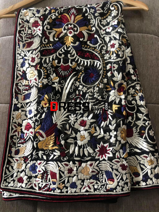 Masterpiece Black Parsi Gara Dupatta