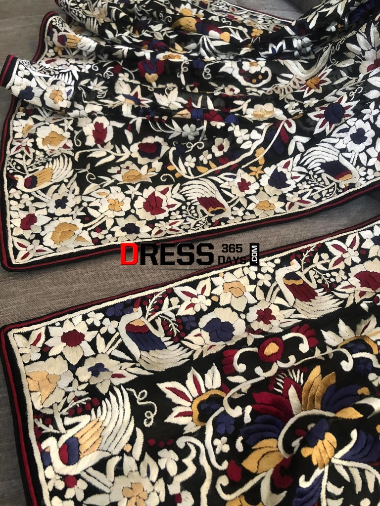 Masterpiece Black Parsi Gara Dupatta