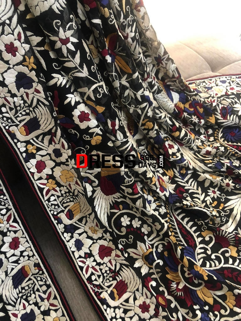 Masterpiece Black Parsi Gara Dupatta