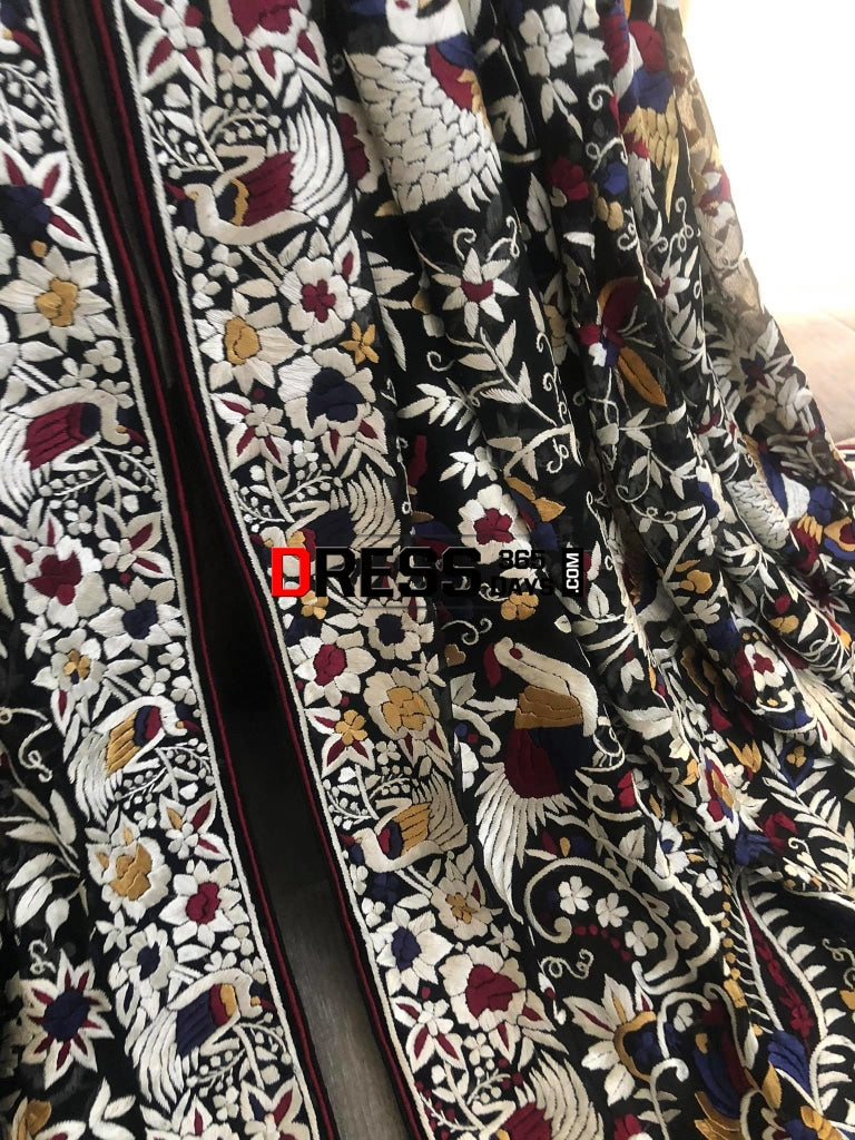 Masterpiece Black Parsi Gara Dupatta