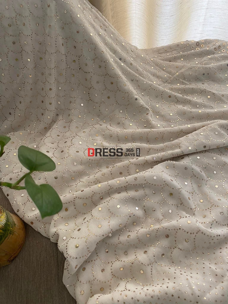Masterpiece Ivory Golden Kamdani Saree