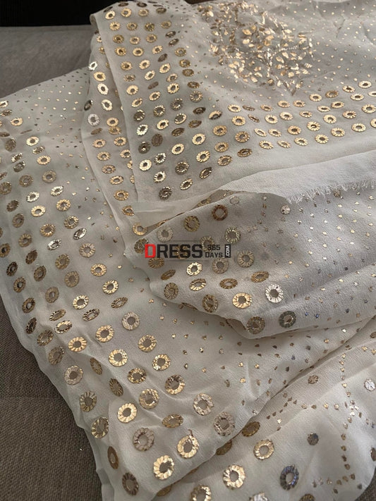 Masterpiece Ivory Golden Kamdani Saree