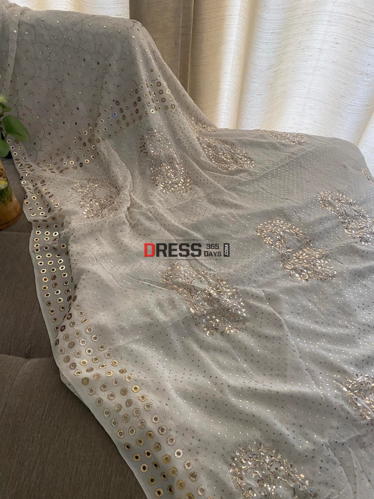 Masterpiece Ivory Golden Kamdani Saree
