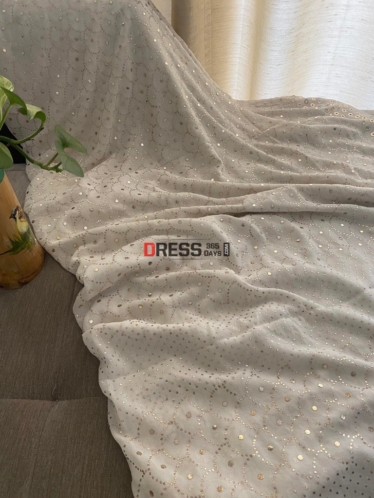 Masterpiece Ivory Golden Kamdani Saree